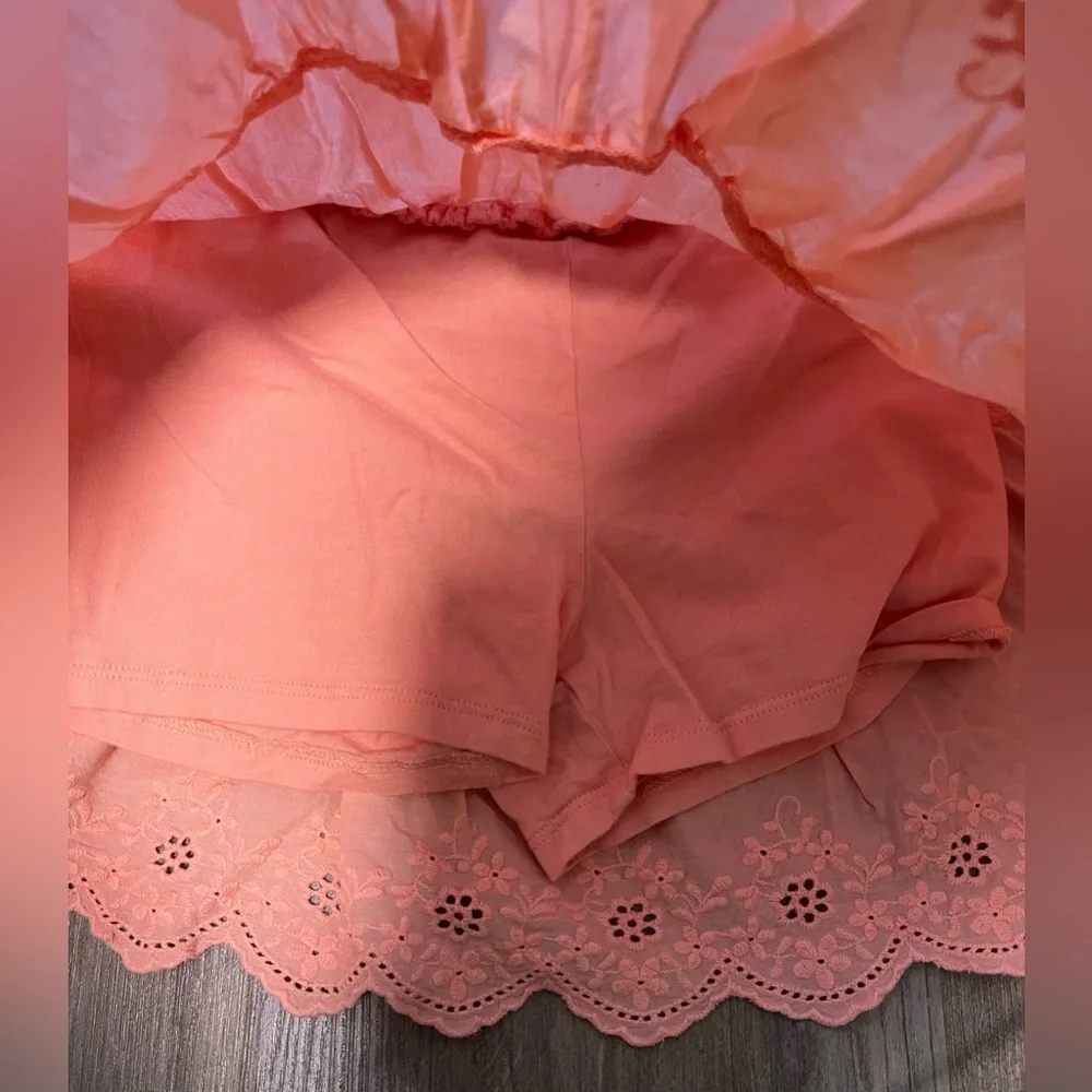 Girls Oshkosh B'Gosh Peach Skirt With Eyelet Accent and Hidden Shorts -Size 6/6X